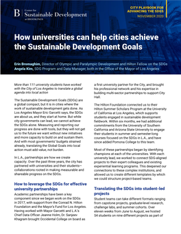 How Universities Can Help Cities Achieve the Sustainable Development Goals