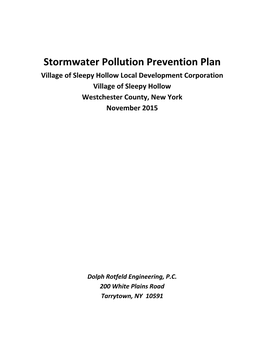 Stormwater Pollution Prevention Plan Village of Sleepy Hollow Local Development Corporation Village of Sleepy Hollow Westchester County, New York November 2015