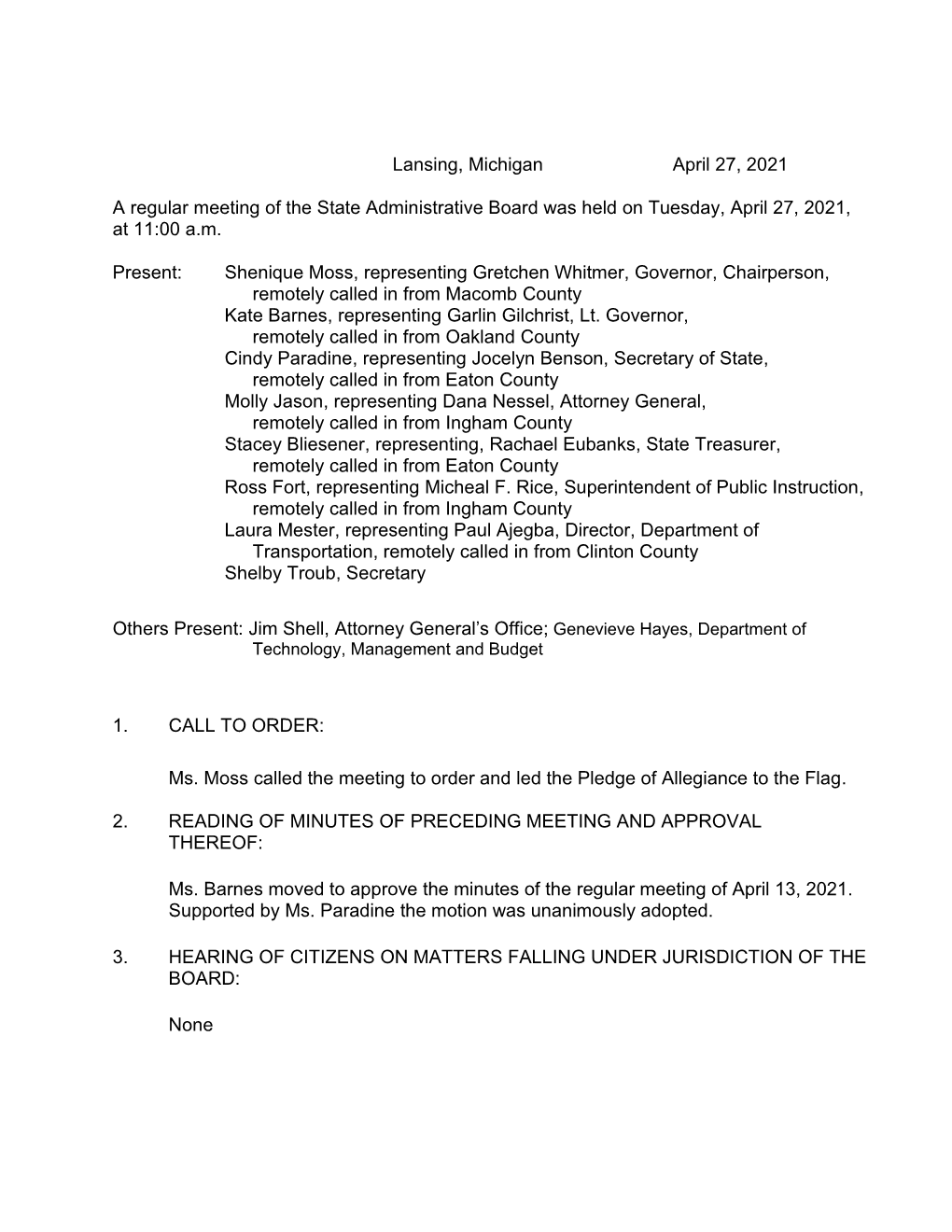 4/27/2021 Michigan Veterans Affair Agency (MVAA), 4/27/2021 Michigan Veteran’S Trust Fund (VTF), 4/27/2021