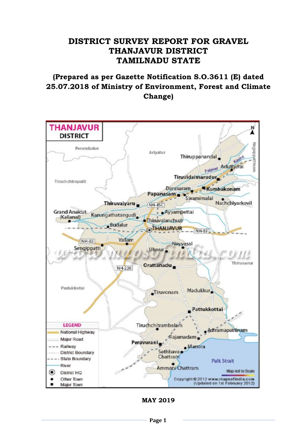 District Survey Report for Gravel Thanjavur District Tamilnadu State