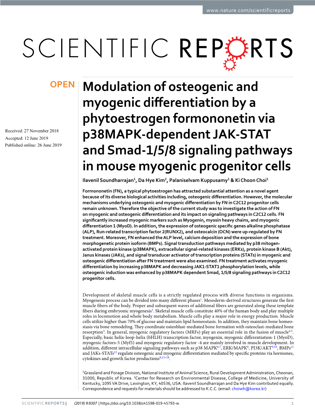 Modulation of Osteogenic and Myogenic Differentiation By