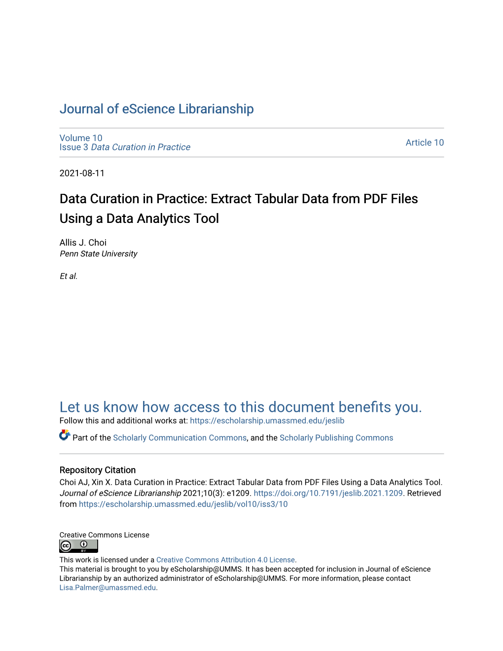 Data Curation in Practice: Extract Tabular Data from PDF Files Using a Data Analytics Tool