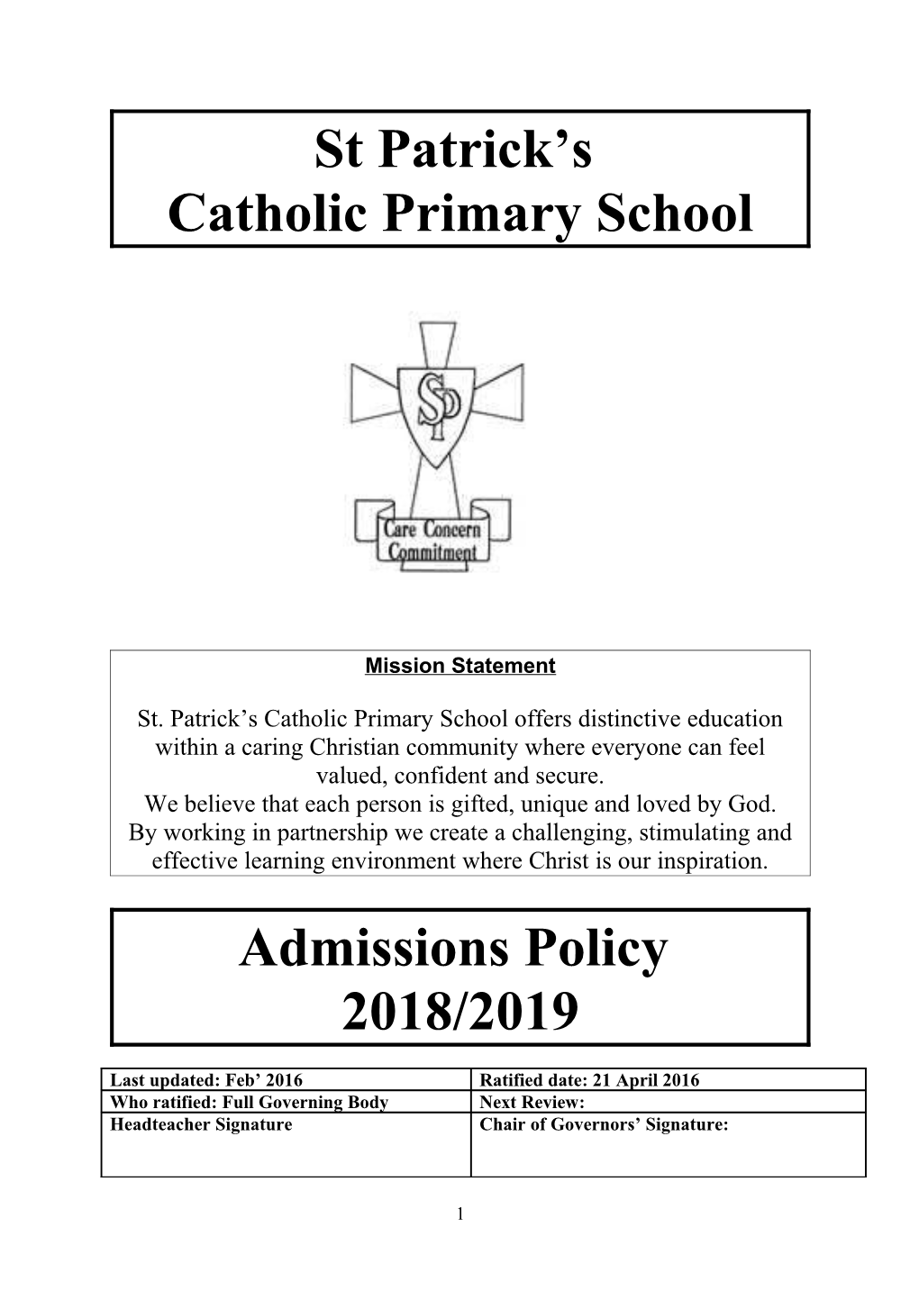 Draft Model Admission Policy 2004/5