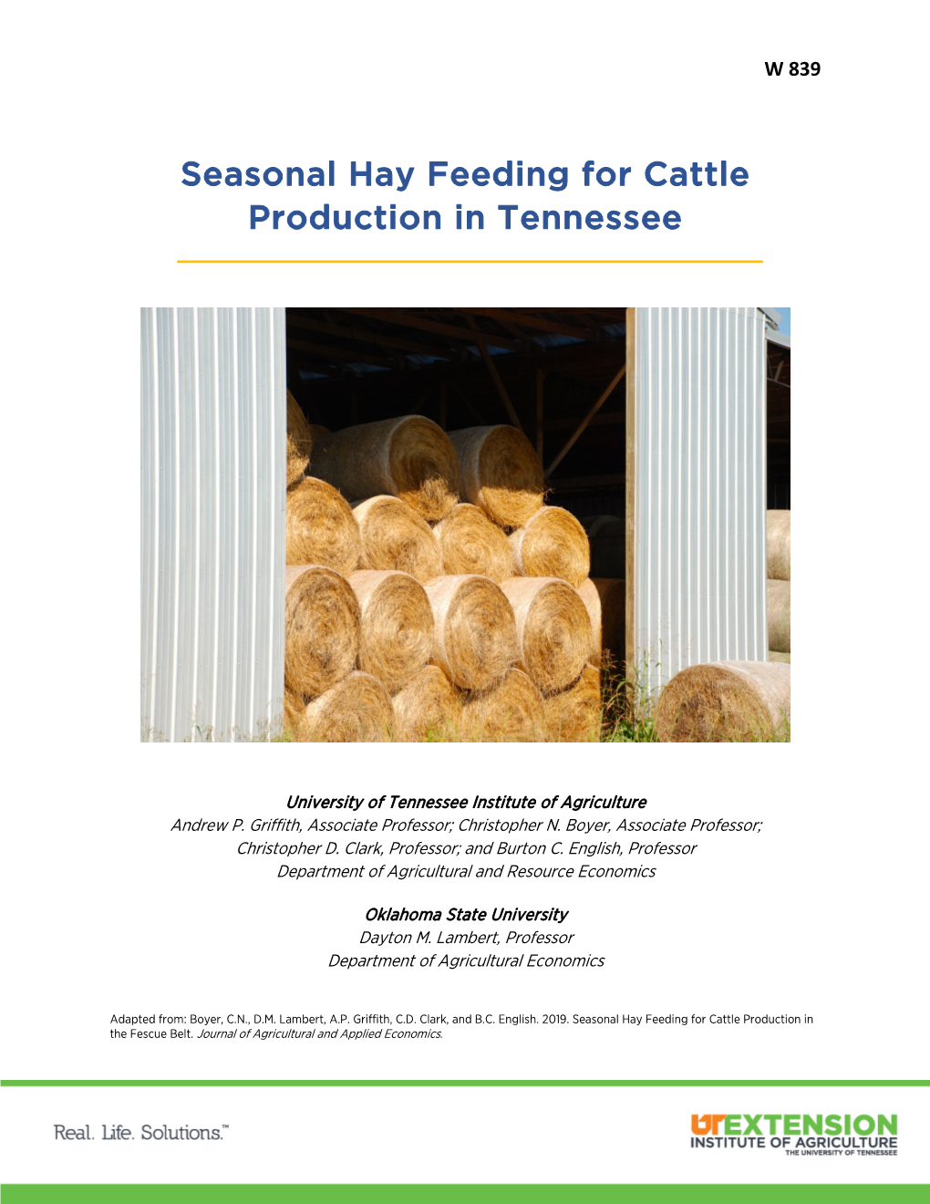 Seasonal Hay Feeding for Cattle Production in Tennessee