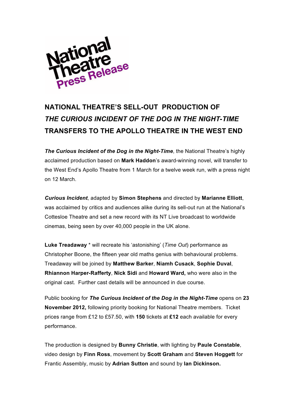 National Theatre's Sell-Out Production of the Curious