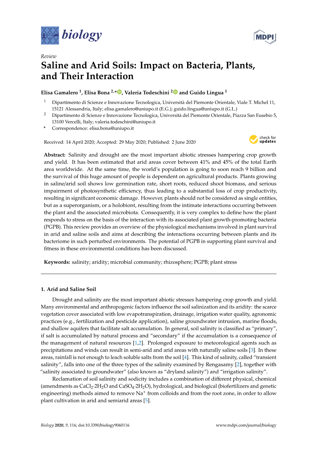 Saline and Arid Soils: Impact on Bacteria, Plants, and Their Interaction