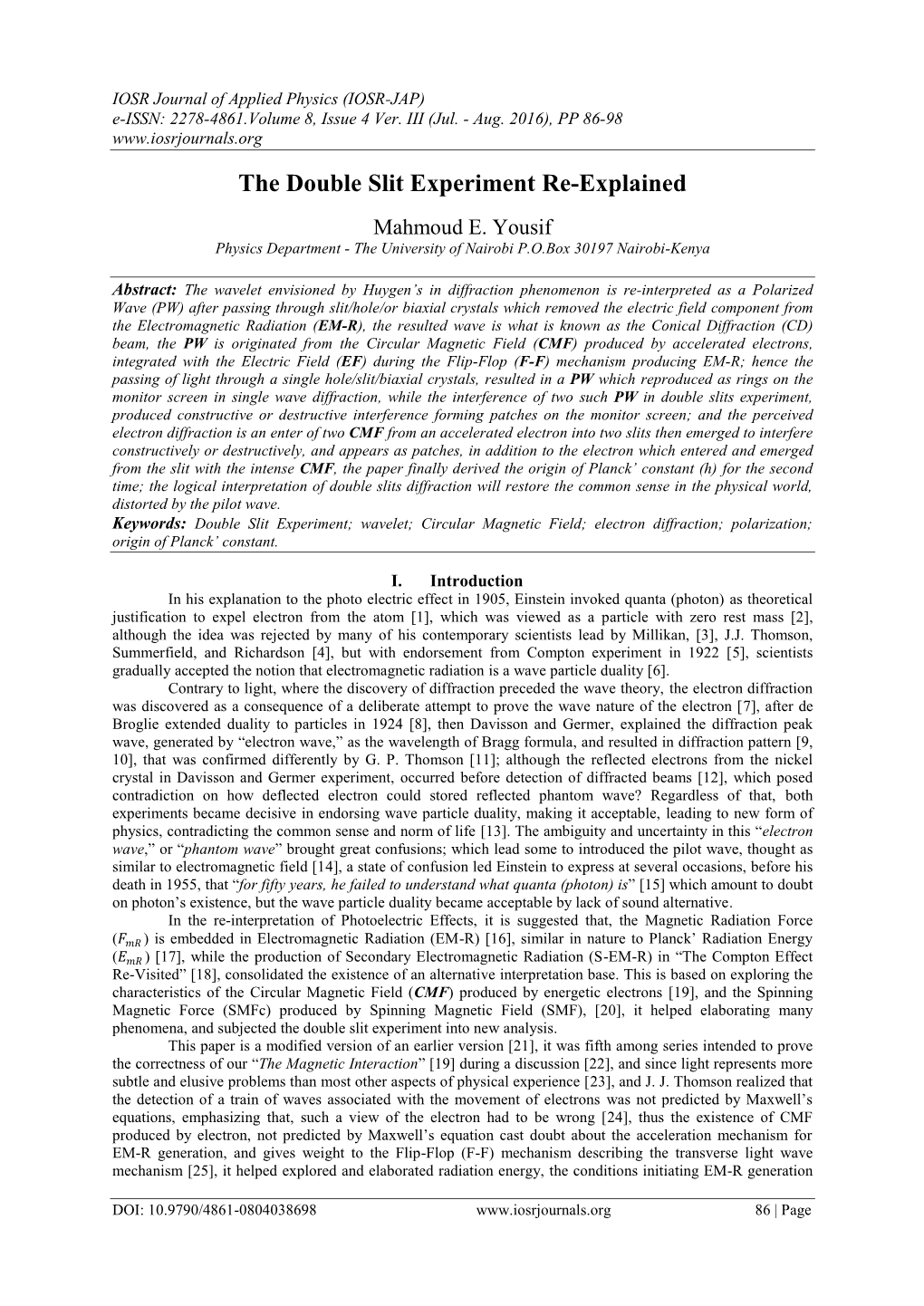 The Double Slit Experiment Re-Explained