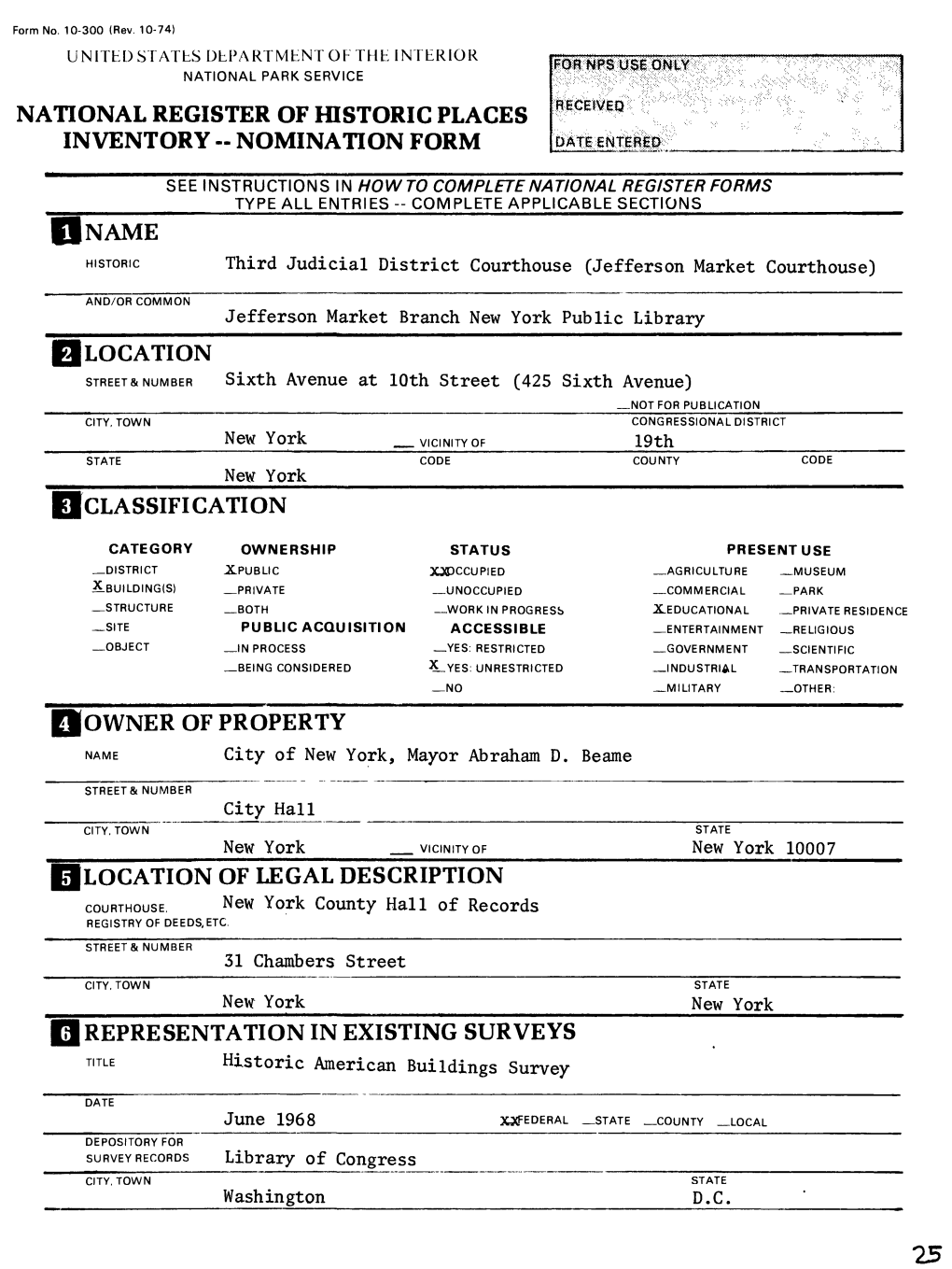 National Register of Historic Places Inventory -- Nomination Form