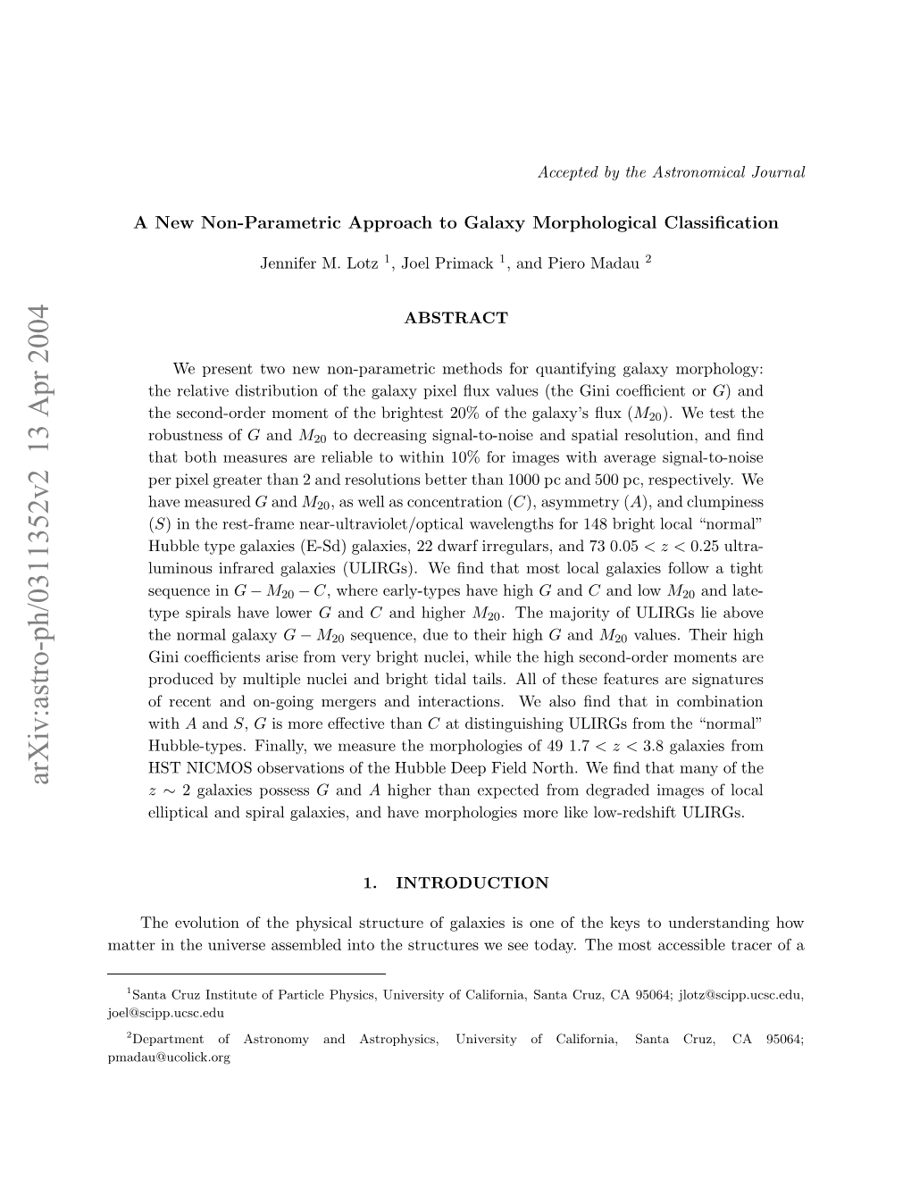 Arxiv:Astro-Ph/0311352V2 13 Apr 2004