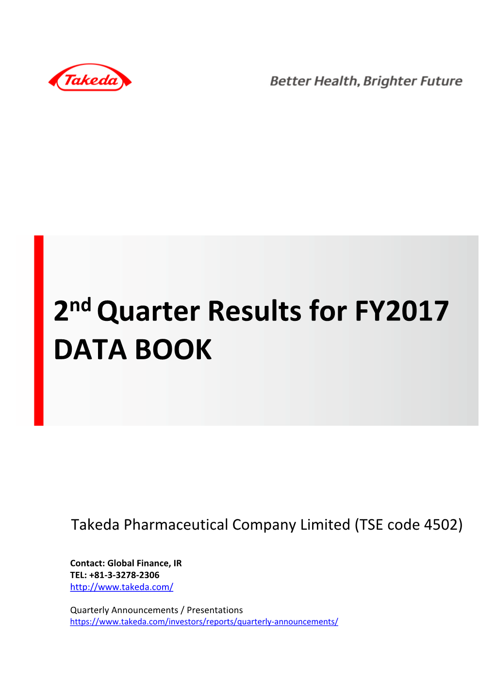 2Nd Quarter Results for FY2017 DATA BOOK