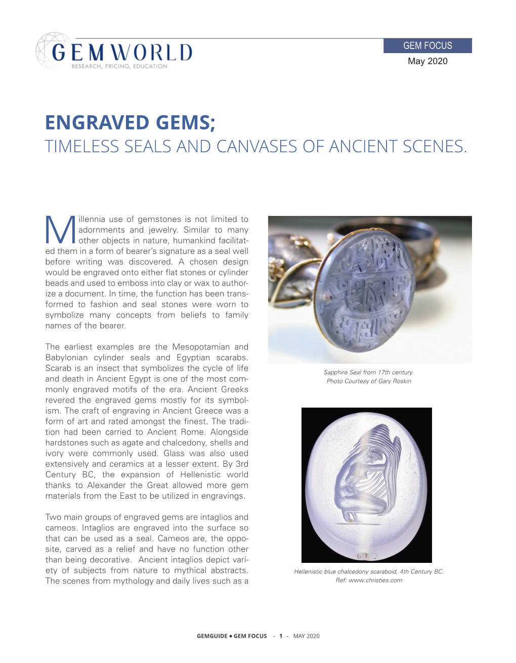 Engraved Gems; Timeless Seals and Canvases of Ancient Scenes
