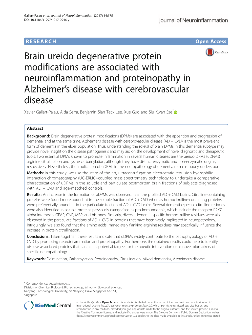 Brain Ureido Degenerative Protein Modifications Are Associated With