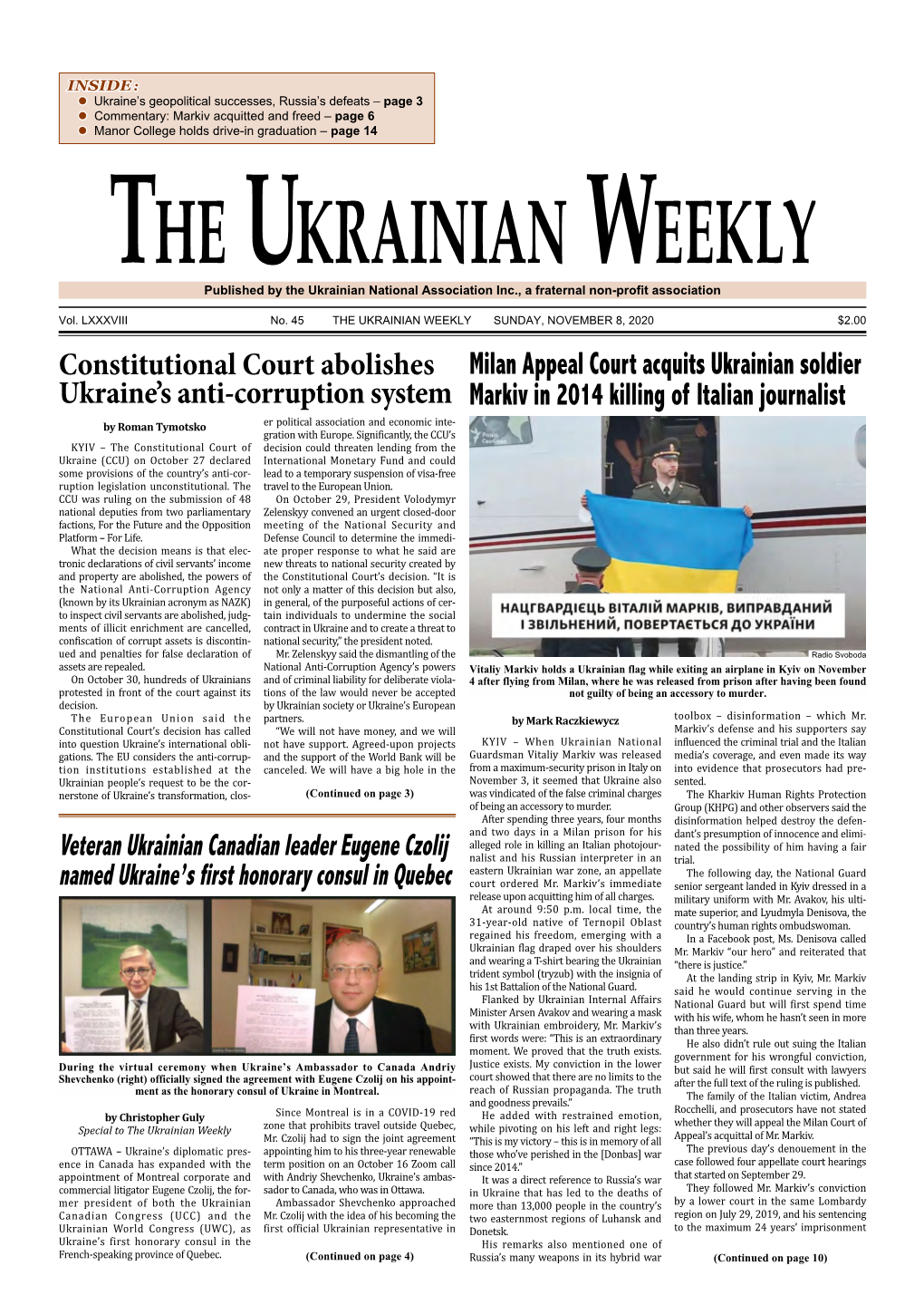 The Ukrainian Weekly, 2020