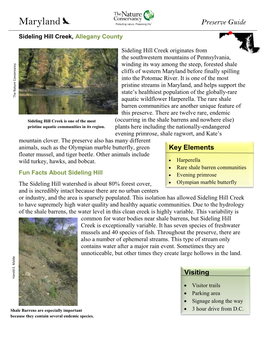 Sideling Hill Creek Preserve Visitors Guide