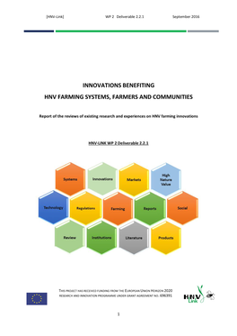 HNV-LINK WP2 Deliverable 2.2.1 INNOVATIONS BENEFITING HNV