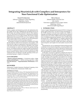 Integrating Heuristiclab with Compilers and Interpreters for Non-Functional Code Optimization
