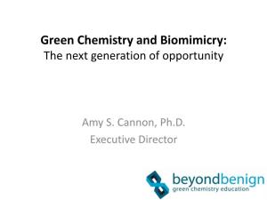 Green Chemistry and Biomimicry: the Next Generation of Opportunity