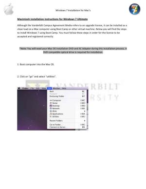 Macintosh Installation Instructions for Windows 7 Ultimate