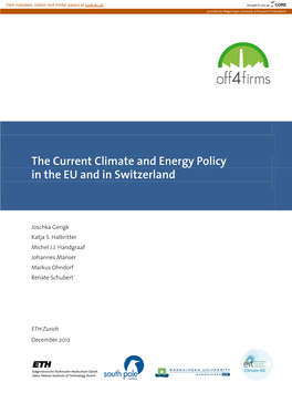 The Current Climate and Energy Policy in the EU and in Switzerland