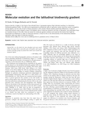 Molecular Evolution and the Latitudinal Biodiversity Gradient