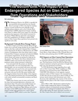 The Impact of the Endangered Species Act on Glen Canyon Dam Operations and Stakeholders