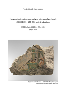 How Ancient Cultures Perceived Mires and Wetlands (3000 BCE – 500 CE): an Introduction