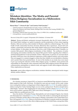 Mistaken Identities: the Media and Parental Ethno-Religious Socialization in a Midwestern Sikh Community