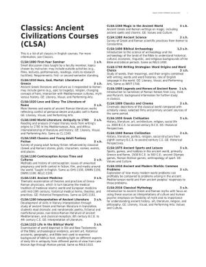 Classics: Ancient Civilizations Courses (CLSA) 1