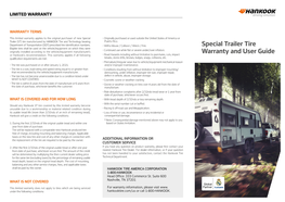 Special Trailer Tire Warranty and User Guide