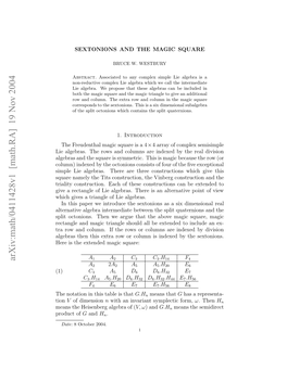 [Math.RA] 19 Nov 2004 (1) Sextonions
