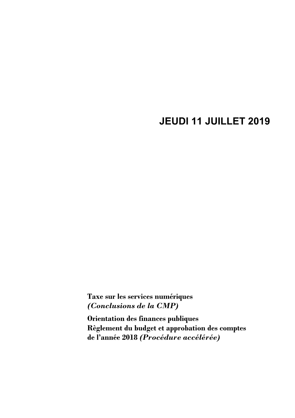 Jeudi 11 Juillet 2019