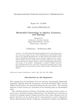 Mathematisches Forschungsinstitut Oberwolfach Hochschild