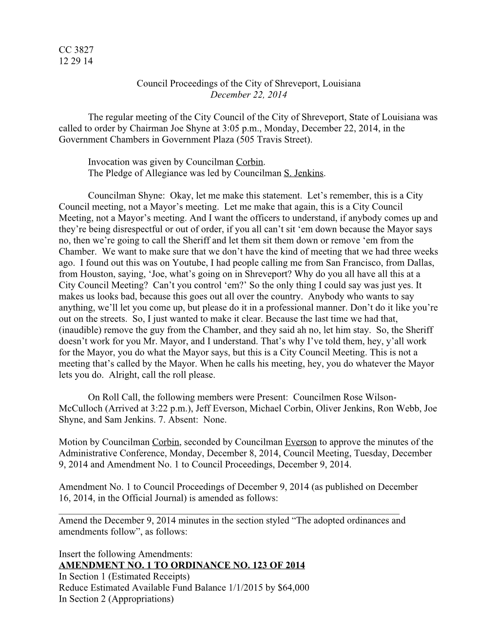 CC 3827 12 29 14 Council Proceedings of the City Of