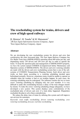 The Rescheduling System for Trains, Drivers and Crew of High Speed Railways