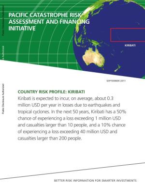 KIRIBATI Kiribati Isexpected to Incur, on Average, About 0.3 Million USD Per Year in Losses Due to Earthquakes And