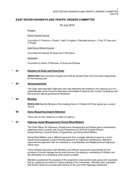 Minutes Document for East Devon Highways and Traffic Orders