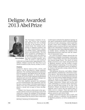 Deligne Awarded 2013 Abel Prize