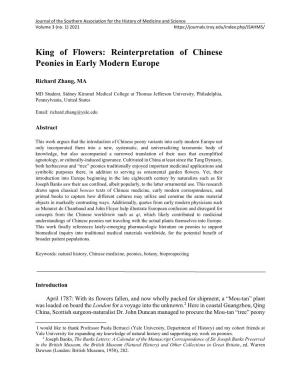 King of Flowers: Reinterpretation of Chinese Peonies in Early Modern Europe