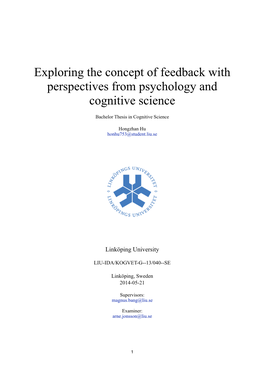 Exploring the Concept of Feedback with Perspectives from Psychology And