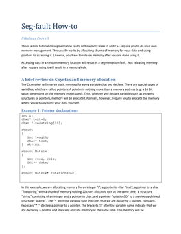 Seg‐Fault How‐To