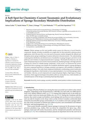 A Soft Spot for Chemistry–Current Taxonomic and Evolutionary Implications of Sponge Secondary Metabolite Distribution