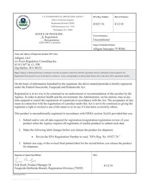US EPA, Pesticide Product Label, Alligare Imazapyr 75 WDG,08/12/2019