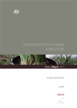 Developments in Chinese Agriculture