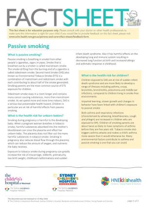 Factsheet: Passive Smoking