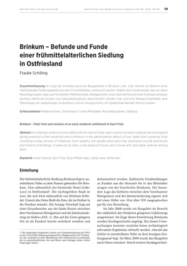 Brinkum – Befunde Und Funde Einer Frühmittel Alterlichen Siedlung in Ostfriesland Frauke Schilling