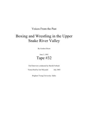 Harold Forbush: Intercity Wrestiling and Boxing in the Upper Snake