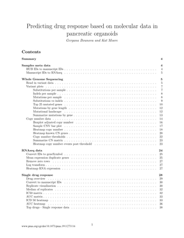 Predicting Drug Response Based on Molecular Data in Pancreatic Organoids Gergana Bounova and Kat Moore