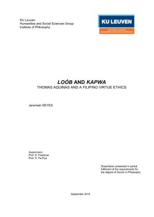 Loób and Kapwa Thomas Aquinas and a Filipino Virtue Ethics