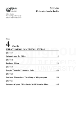 MHI-10 Urbanisation in India Indira Gandhi National Open University School of Social Sciences