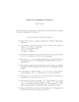 Notes on Algebraic Topology